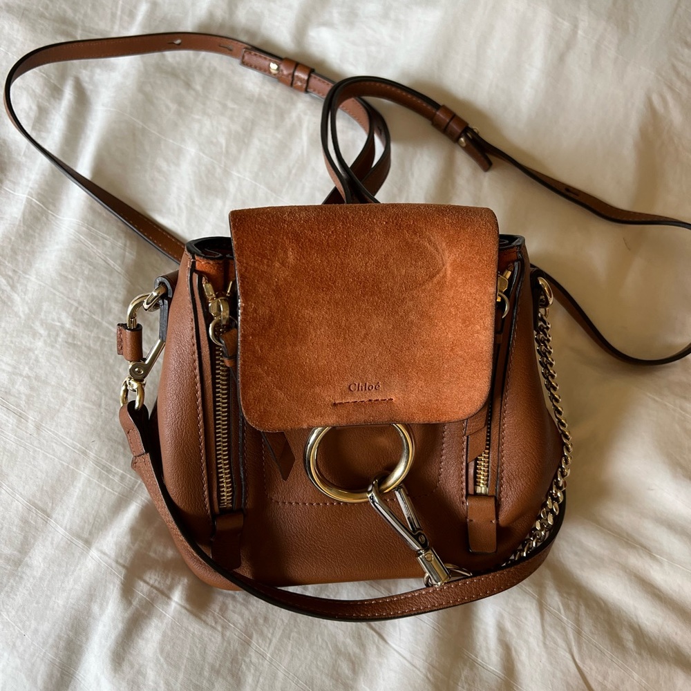 Faye Backpack Leather and Suede Mini